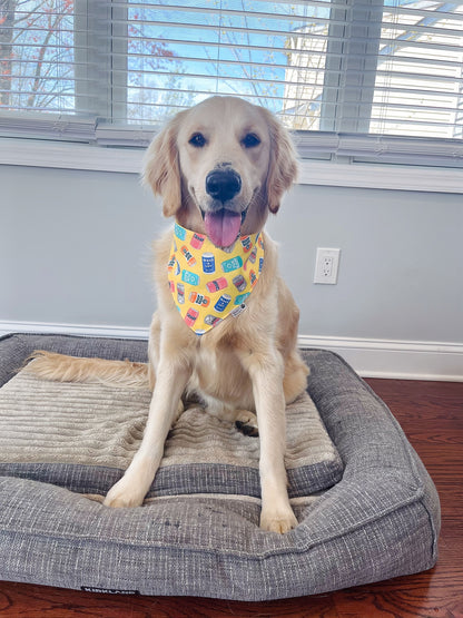 Fun Doggy Beer Can Bandana - Yellow