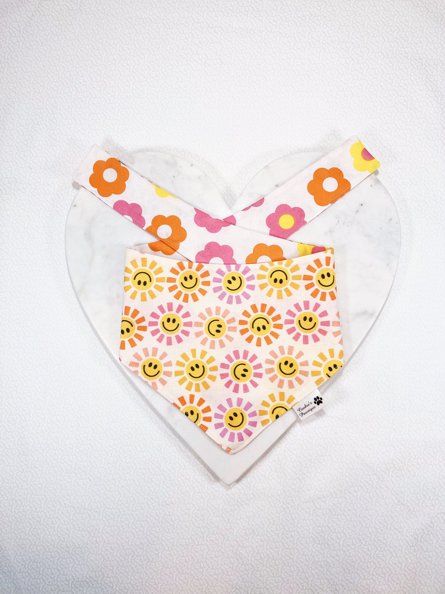 Shining Smiley Suns And Flowers Bandana