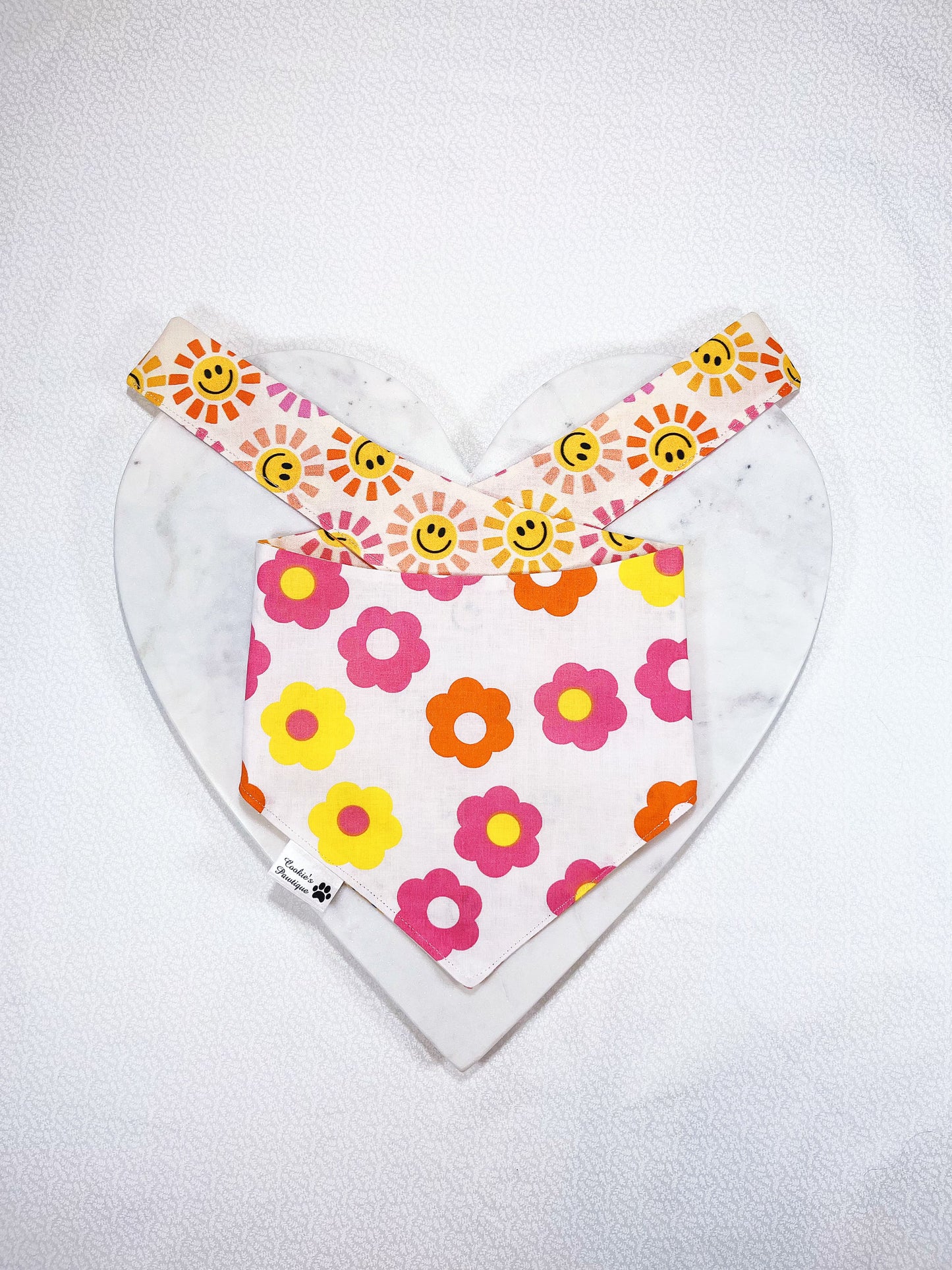 Shining Smiley Suns And Flowers Bandana